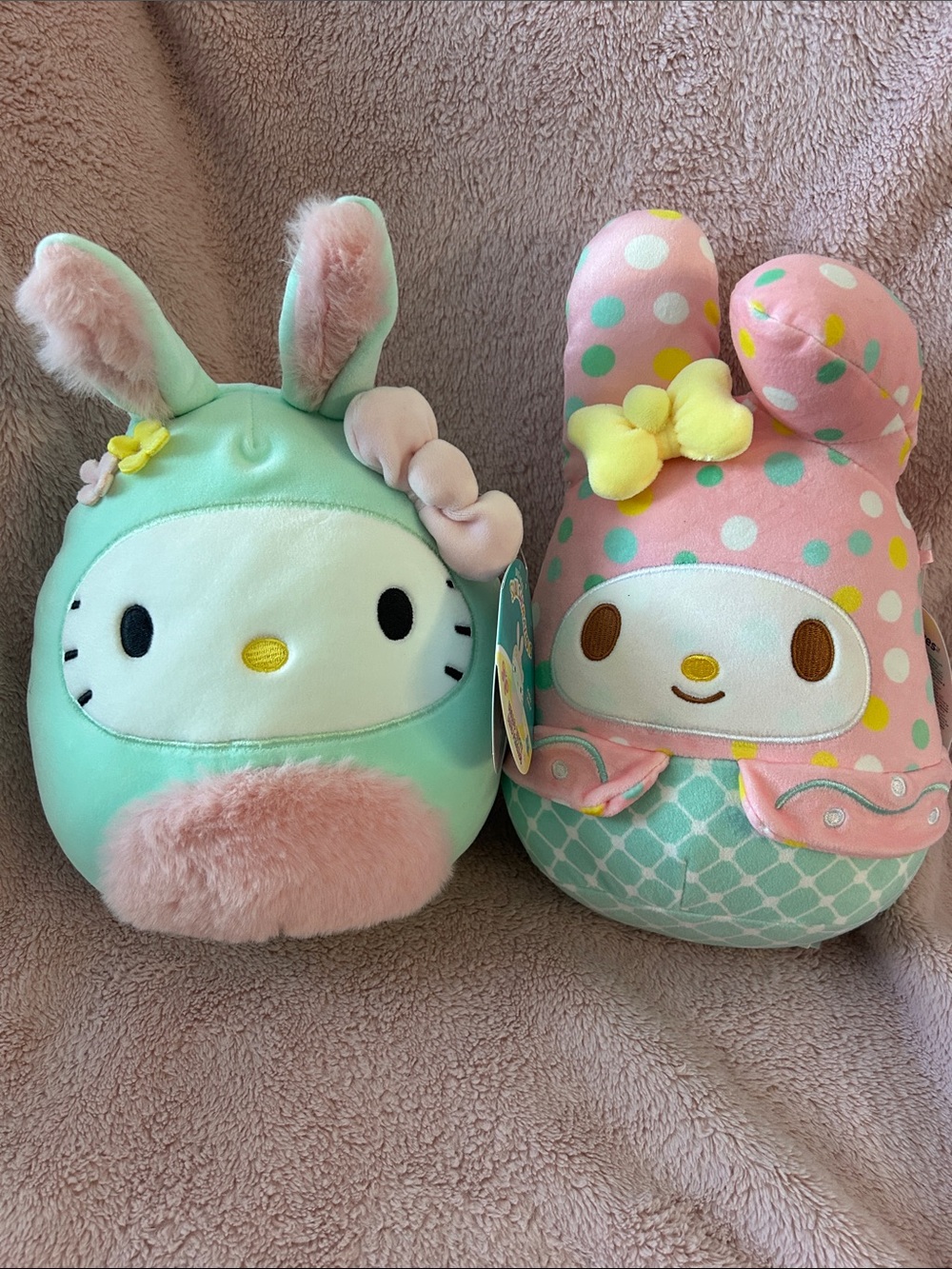 Sanrio Hello Kitty & My Melody Plush Set - Mint, Pink, Yellow
